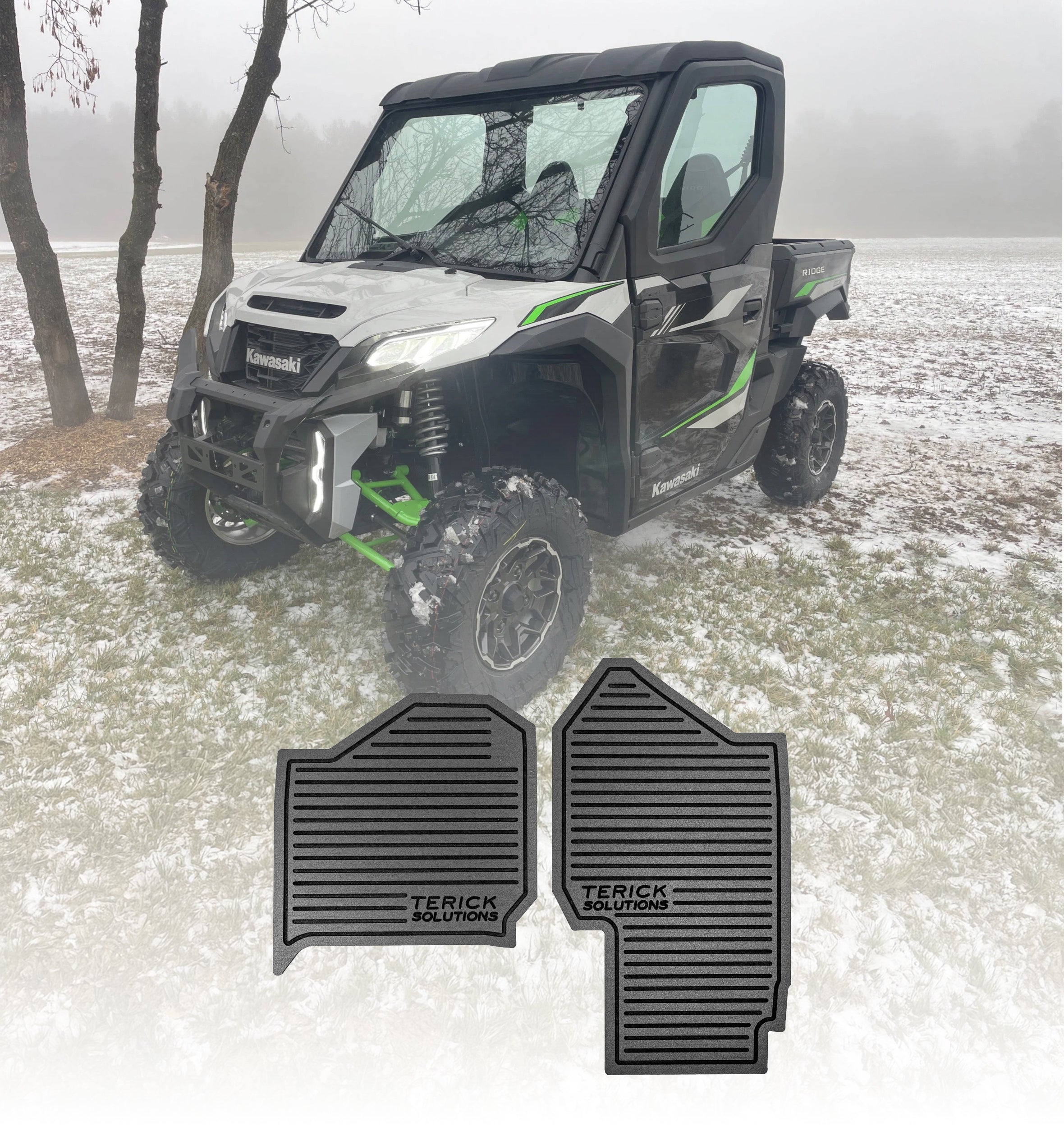 Kawasaki motocross pitmat groen zwart grafisch design – MX paddock mat 200×100 Kawasaki motocross pitmat groen zwart grafisch design – MX paddock mat 200×100